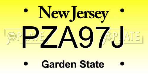 PZA97J New Jersey License Plate