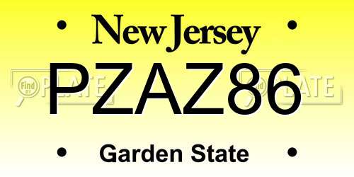 PZAZ86 New Jersey License Plate