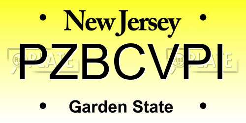 PZBCVPI New Jersey License Plate