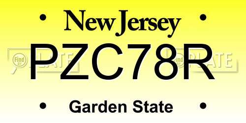 PZC78R New Jersey License Plate