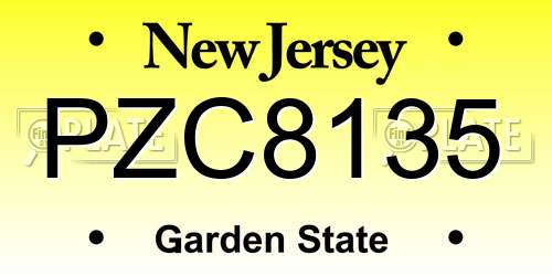 PZC8135 New Jersey License Plate