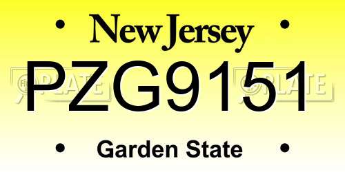 PZG9151 New Jersey License Plate
