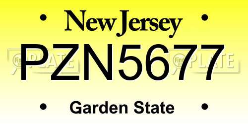 PZN5677 New Jersey License Plate