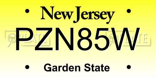 PZN85W New Jersey License Plate