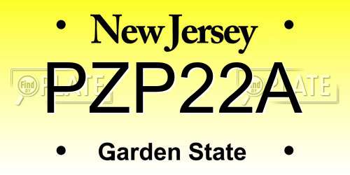 PZP22A New Jersey License Plate