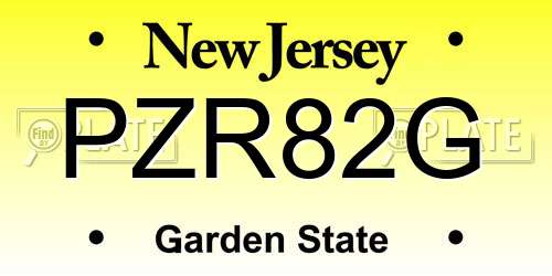 PZR82G New Jersey License Plate