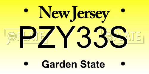 PZY33S New Jersey License Plate