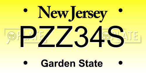 PZZ34S New Jersey License Plate