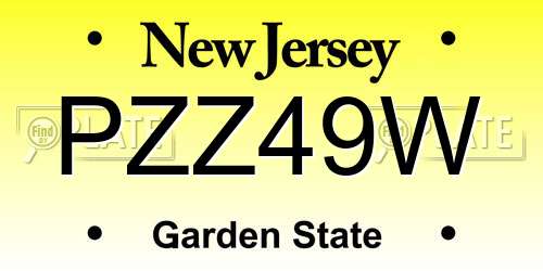 PZZ49W New Jersey License Plate