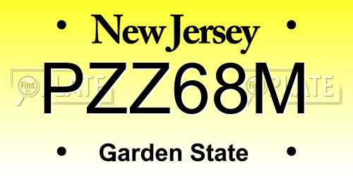 PZZ68M New Jersey License Plate
