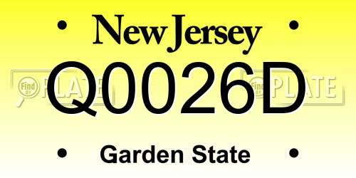 Q0026D New Jersey License Plate