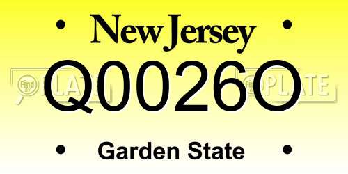 Q0026O New Jersey License Plate
