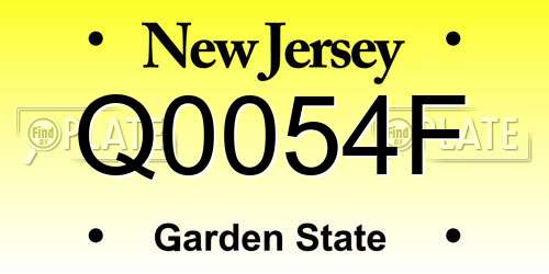 Q0054F New Jersey License Plate