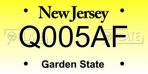 Q005AF New Jersey License Plate