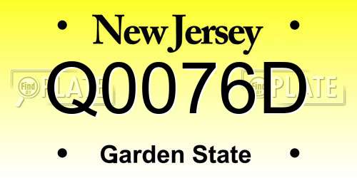 Q0076D New Jersey License Plate