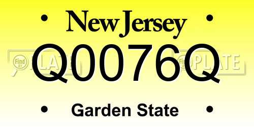 Q0076Q New Jersey License Plate