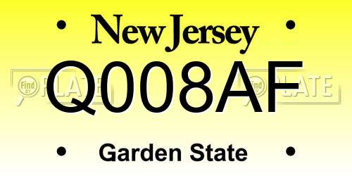 Q008AF New Jersey License Plate