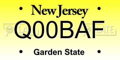 Q00BAF New Jersey License Plate