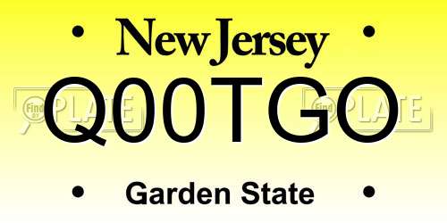 Q00TGO New Jersey License Plate
