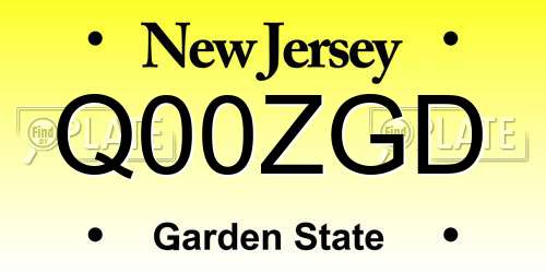 Q00ZGD New Jersey License Plate