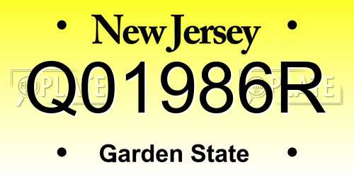 Q01986R New Jersey License Plate