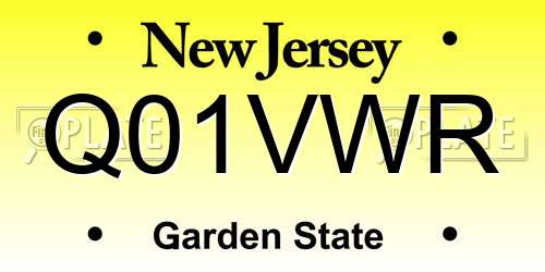 Q01VWR New Jersey License Plate