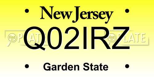 Q02IRZ New Jersey License Plate