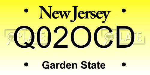 Q02OCD New Jersey License Plate