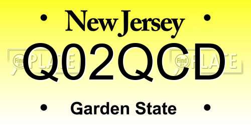 Q02QCD New Jersey License Plate