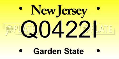 Q0422I New Jersey License Plate