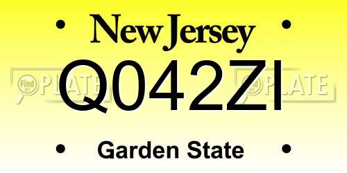 Q042ZI New Jersey License Plate