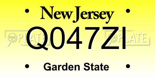 Q047ZI New Jersey License Plate