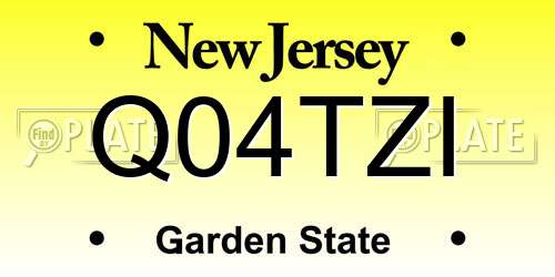 Q04TZI New Jersey License Plate