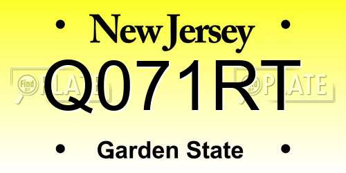 Q071RT New Jersey License Plate