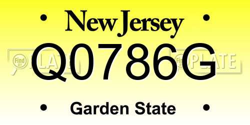 Q0786G New Jersey License Plate