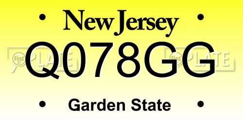 Q078GG New Jersey License Plate