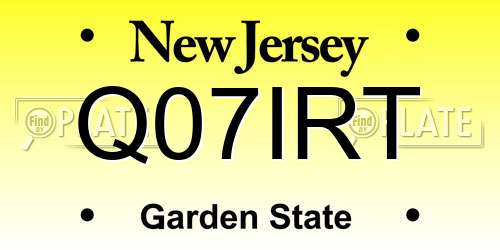 Q07IRT New Jersey License Plate