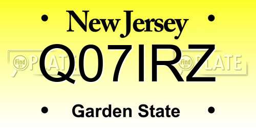 Q07IRZ New Jersey License Plate