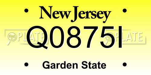 Q0875I New Jersey License Plate