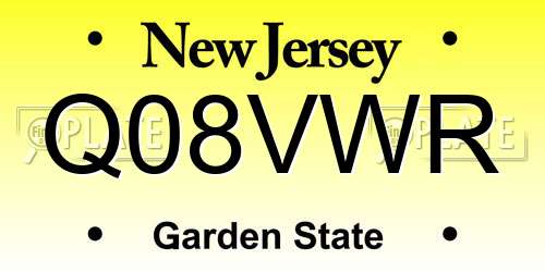 Q08VWR New Jersey License Plate
