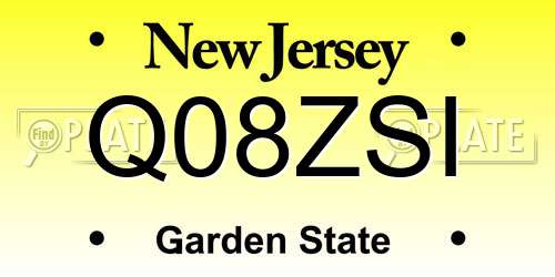 Q08ZSI New Jersey License Plate