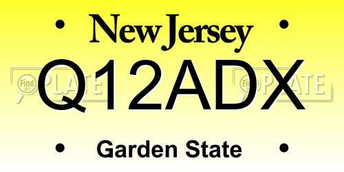 Q12ADX New Jersey License Plate