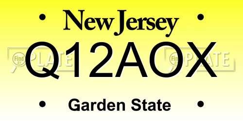 Q12AOX New Jersey License Plate