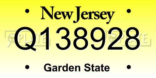 Q138928 New Jersey License Plate