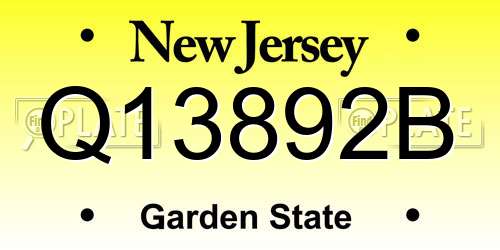 Q13892B New Jersey License Plate