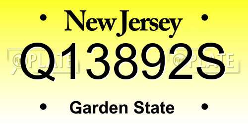 Q13892S New Jersey License Plate