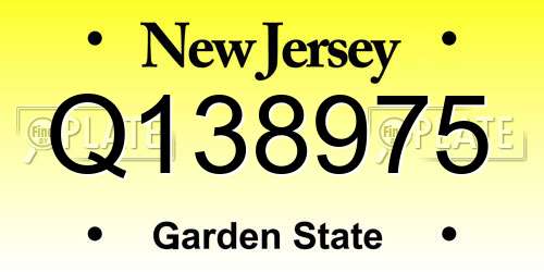 Q138975 New Jersey License Plate