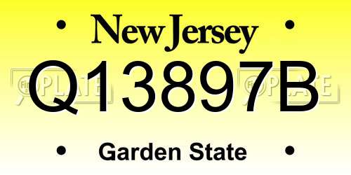 Q13897B New Jersey License Plate