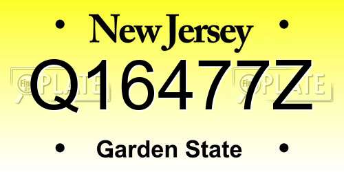 Q16477Z New Jersey License Plate