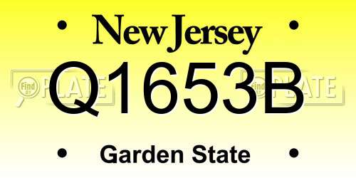 Q1653B New Jersey License Plate